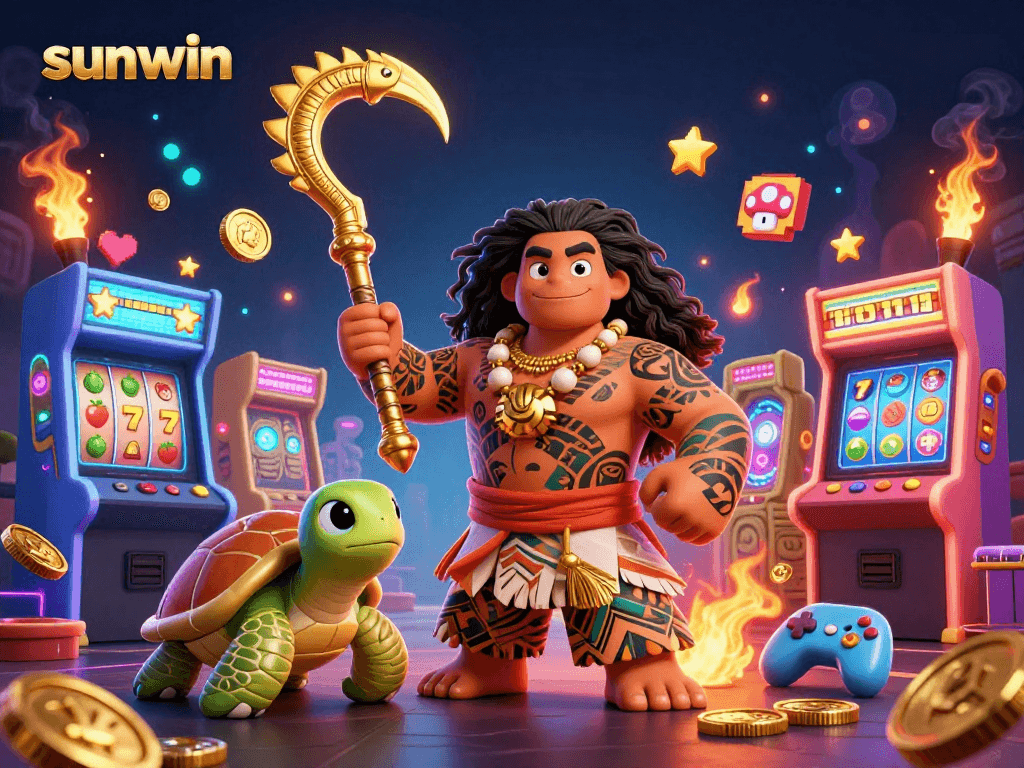 Engage with sunwin and enjoy thrilling slot games amidst vibrant 3D casino characters.