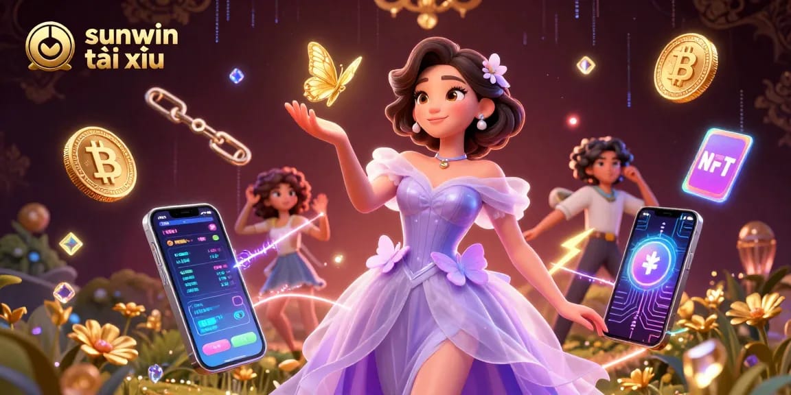 Experience the excitement of sunwin tài xỉu with an enchanting illustration of online gaming elements.