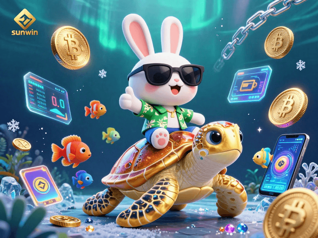 Engage with sunwin's vibrant casino atmosphere featuring a lucky rabbit and golden turtle.