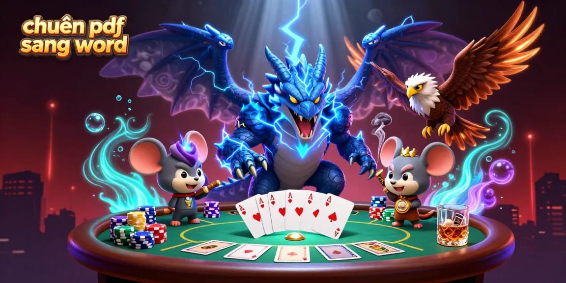Engage in the fast-paced action with chuyển pdf sang word, showcasing a vibrant 3D casino scene with poker elements.