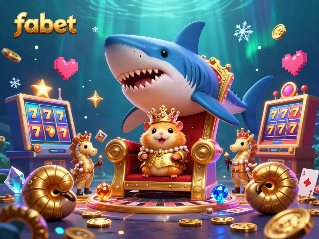 Experience the vibrant world of fabet with a dynamic underwater casino scene featuring a hamster king and shimmering slot machines.