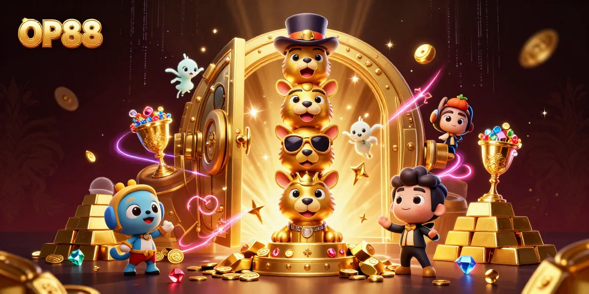 Experience the excitement of OP88's vibrant online casino environment with stunning 3D illustrations.