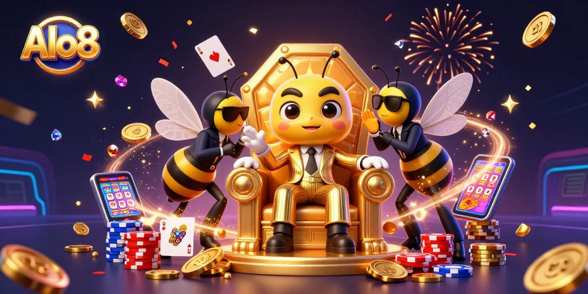 Alo8 excitingly showcases a 3D cartoon mob boss surrounded by casino elements, generating thrilling play!