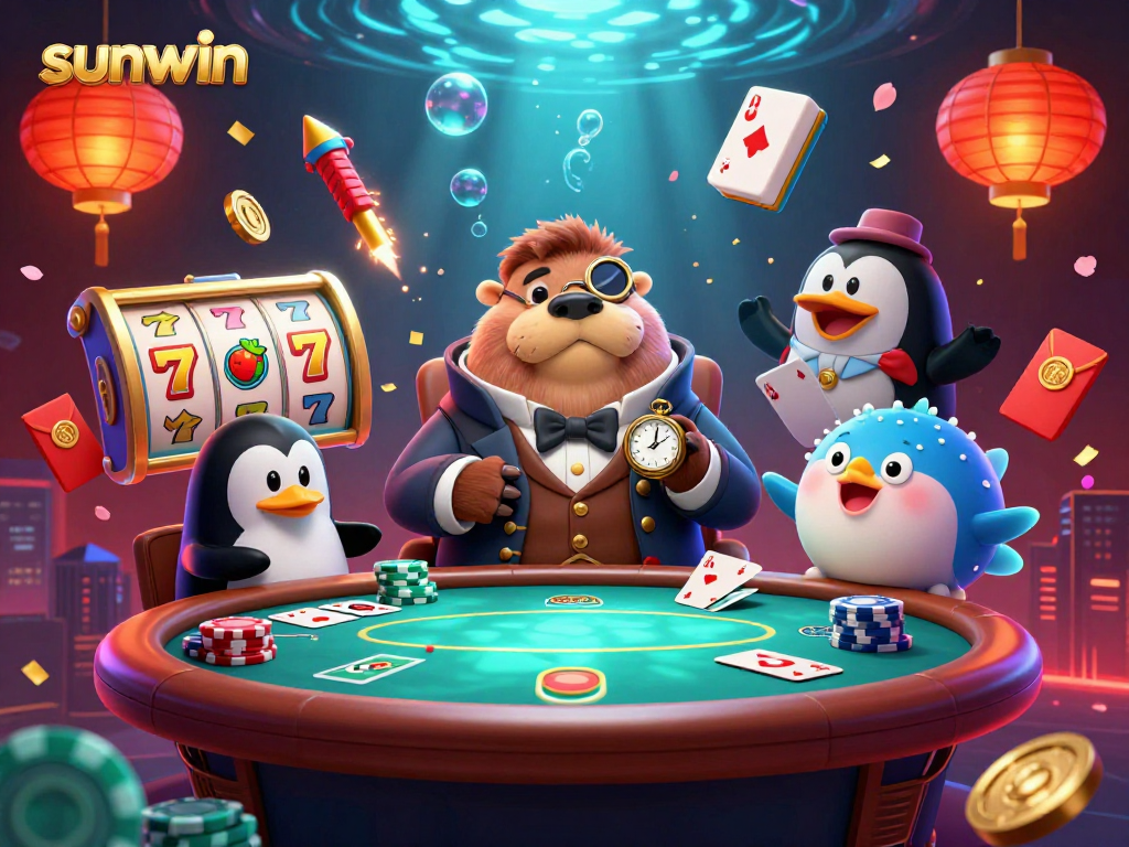 Engage in a thrilling poker game with sunwin at a vibrant underwater scene