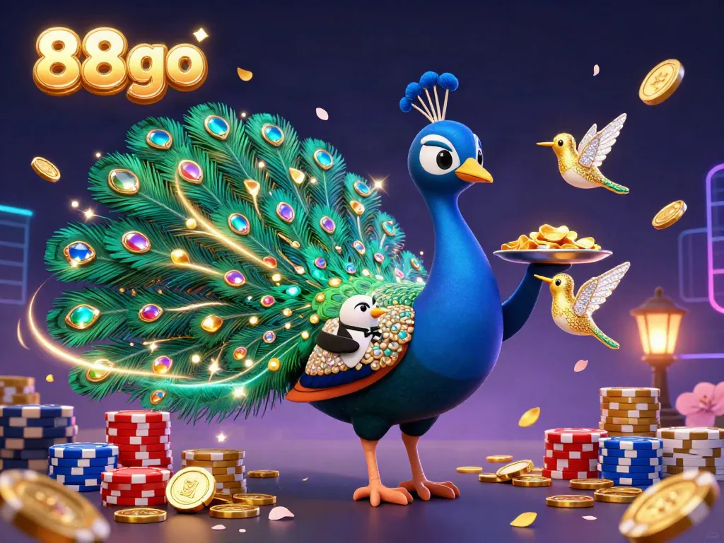 Win big with 88go at the vibrant casino, featuring 3D characters and gold coins.