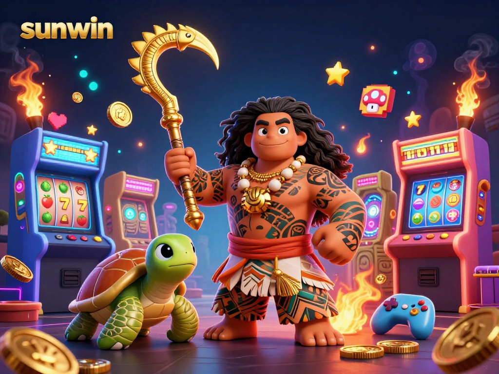 Engage with sunwin and enjoy thrilling slot games amidst vibrant 3D casino characters.