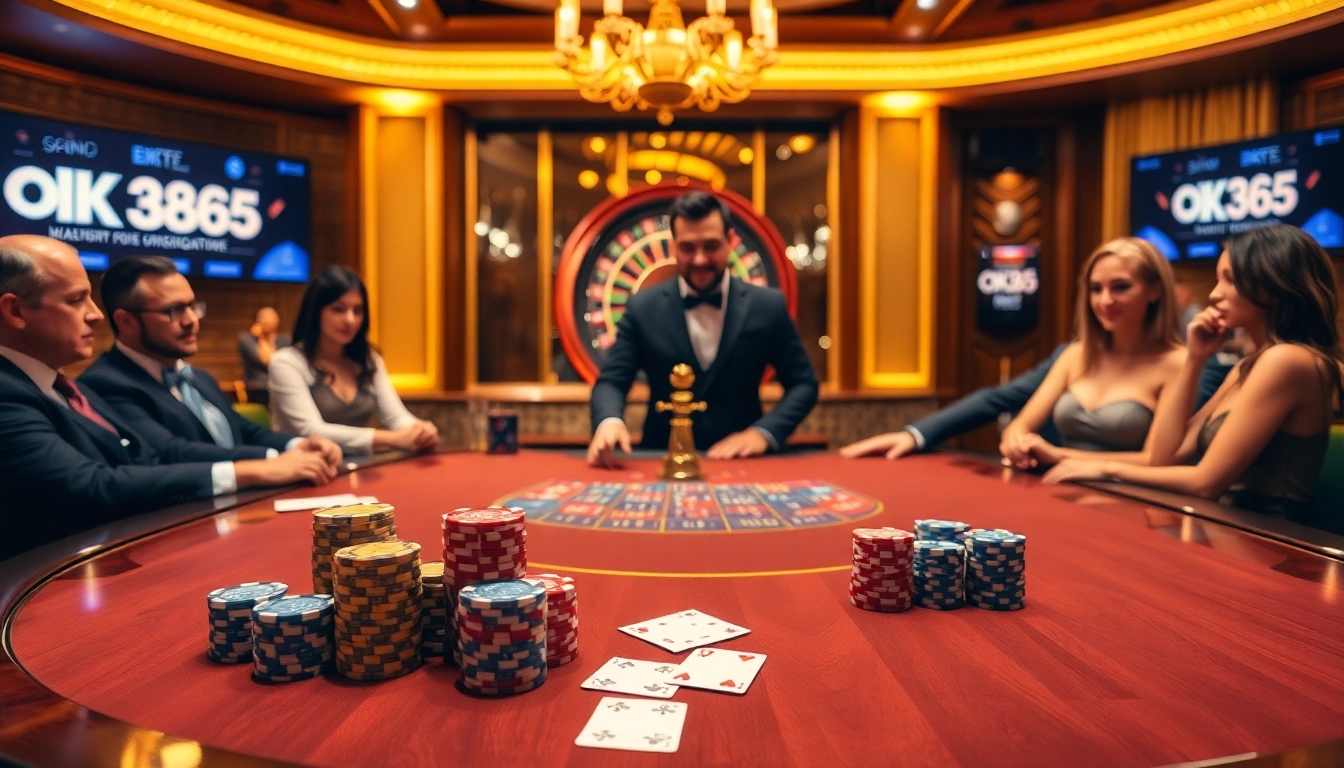 Experience the thrill of gambling at OK365 with vibrant casino scenes and engaging gameplay.