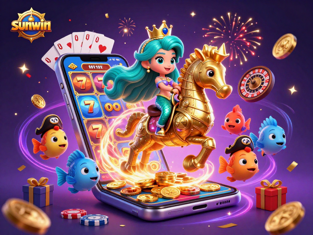 Engage with sunwin's vibrant casino experience featuring a mermaid princess and magical elements.