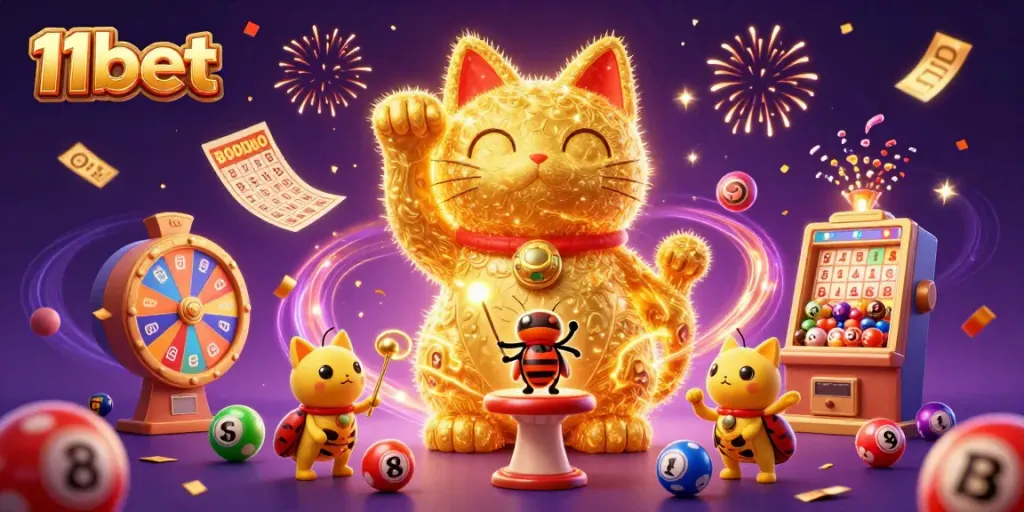 Experience big wins with 11bet's vibrant online casino, featuring dynamic symbols and lively game elements.