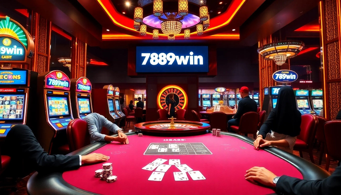Experience the excitement of 789win with vibrant casino tables and slot machines.