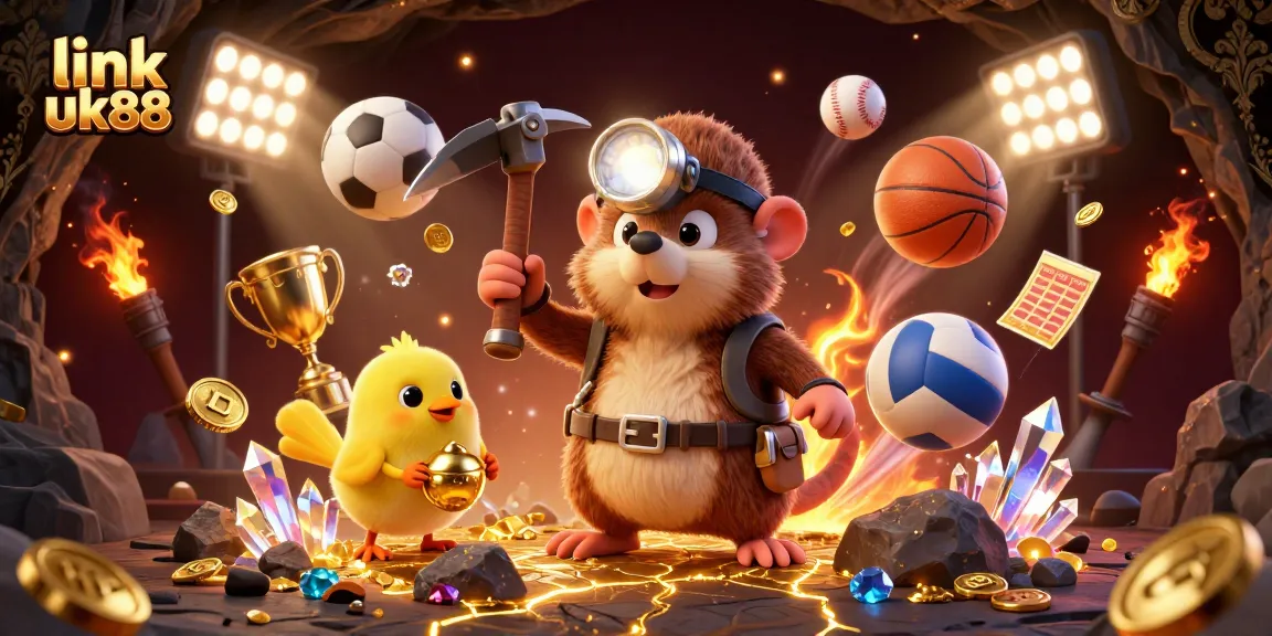 Engage in thrilling gaming with link uk88 featuring a dynamic 3D treasure hunter and vibrant casino elements.