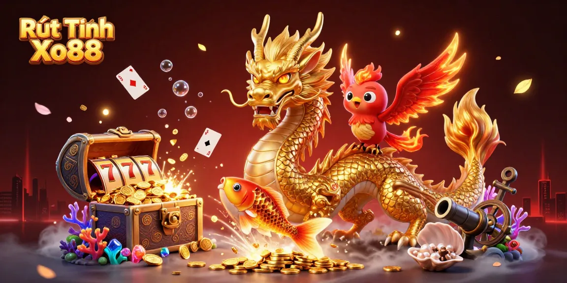 Spin and win with Rút Tiền Xo88 as colorful coins and cards explode in a vibrant casino scene.