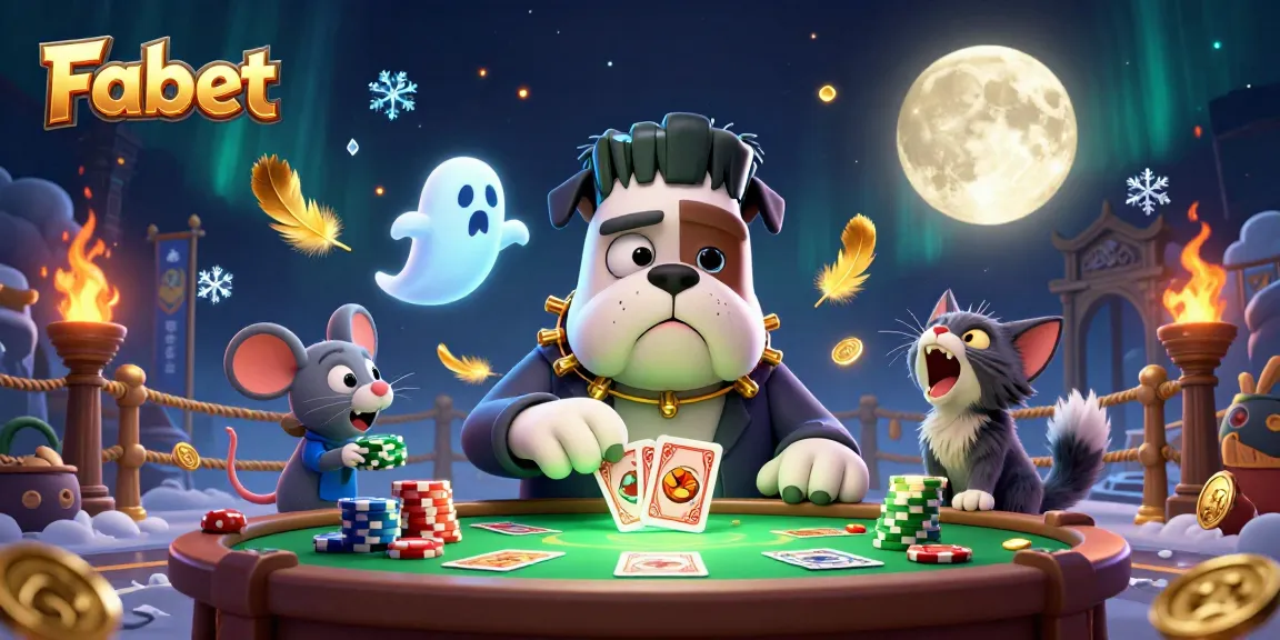 Experience Fabet's thrilling gameplay with monsters and ghosts at a vibrant casino table.