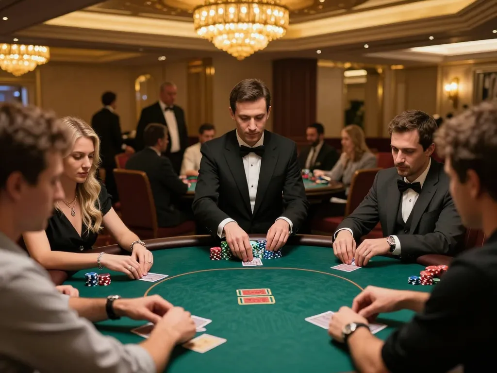 Engage in strategic gameplay at link xx88 with players in a luxury casino setting.