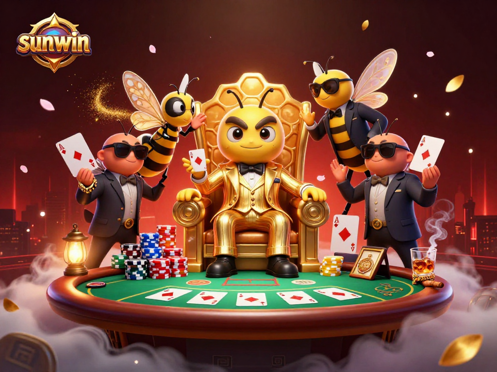 Experience the thrill of poker with sunwin's dazzling bumblebee mob boss and wasp bodyguards.