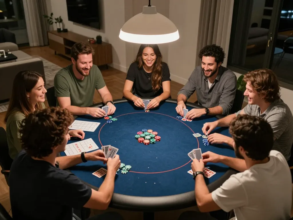 S666 players enjoying a lively poker night with chips and cards