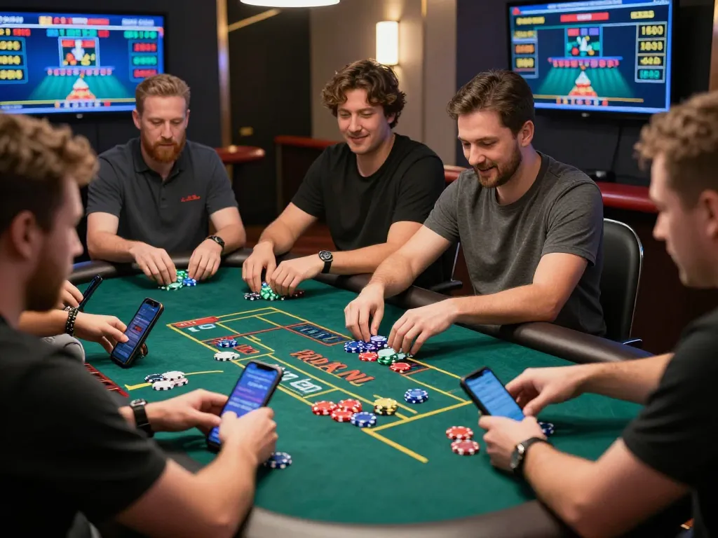 Excited players enjoying live gaming at PUB88 online casino with vibrant atmosphere