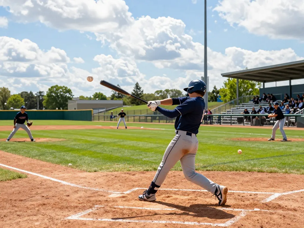 Action shot of baseball players training at practice with link hitclub integrating teamwork and skill enhancement.