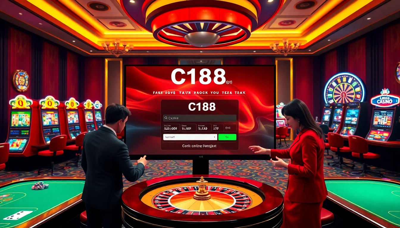 Engaging scene of a user logging into c168 đăng nhập on an upscale online casino platform with vibrant gaming elements.