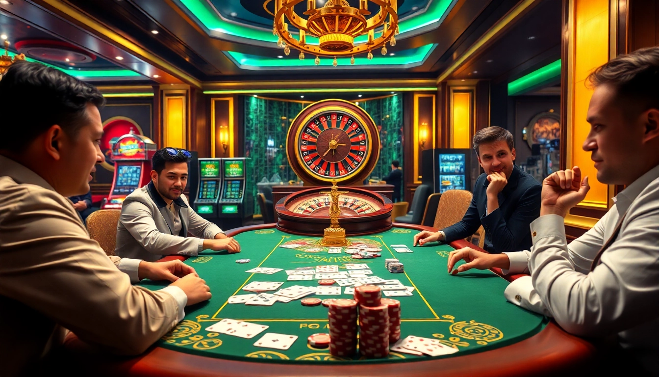 i9bet poker action at a luxurious casino table with vibrant gaming atmosphere